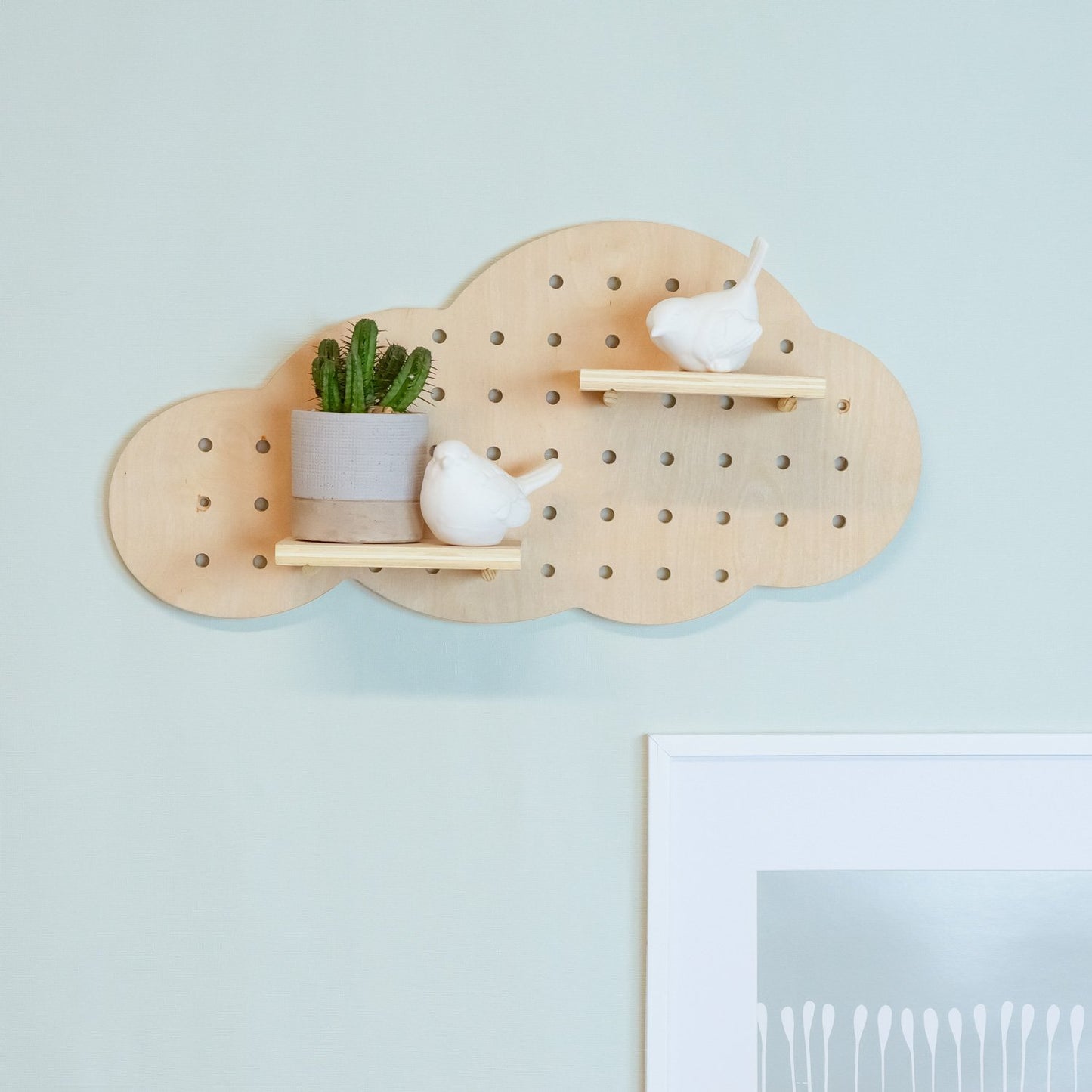 Luvya Cloud Prikbord Wandorganizer | Decoratieve Plank & Haakrek