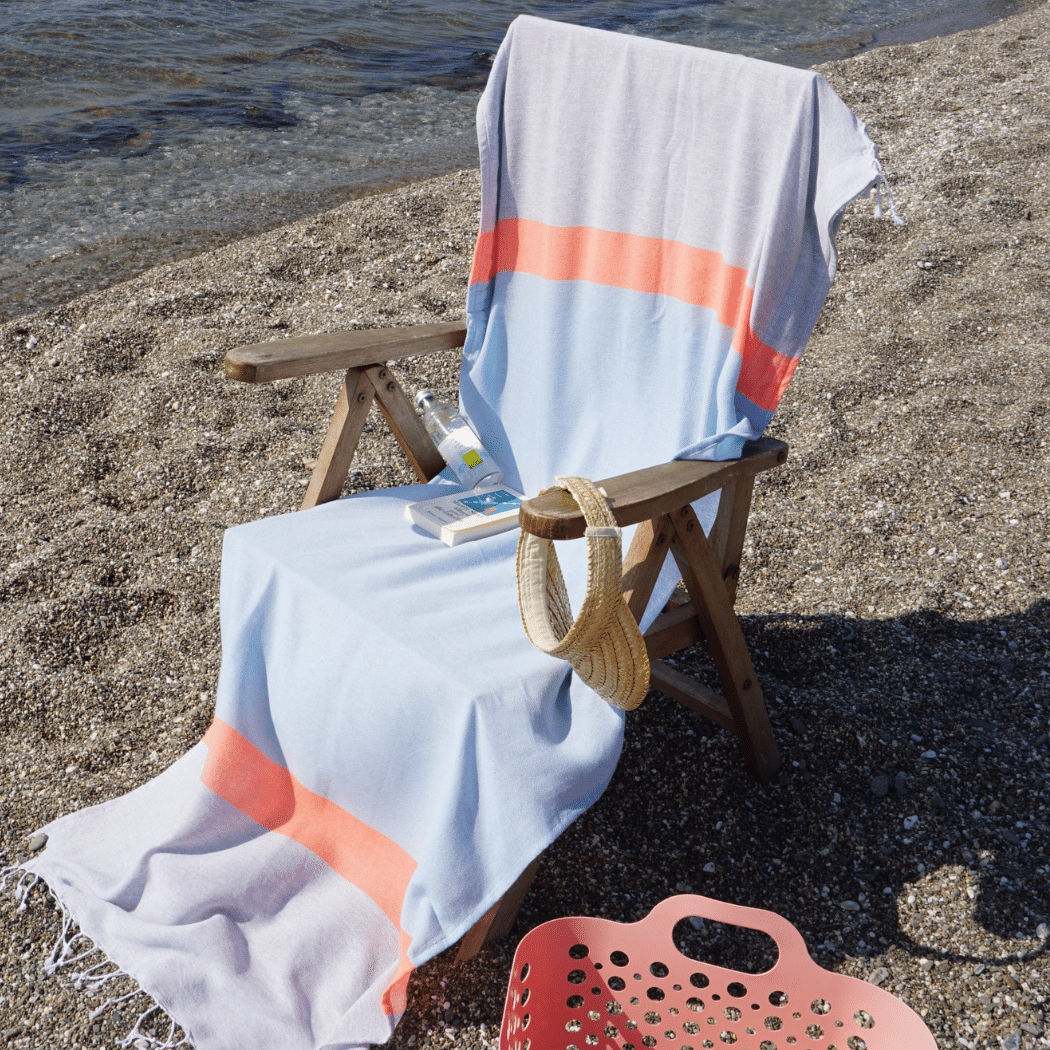 Luvya Neon 2-in-1 Beach Towel & Bag – Grey Black | Recycled Cotton | Convertible Hammam Travel Towel