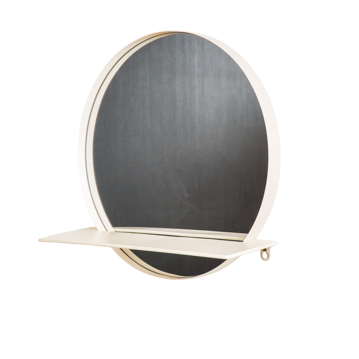 Luvya Ronde Metalen Spiegel met Plank – Zand Ø40cm | Moderne Wandspiegel