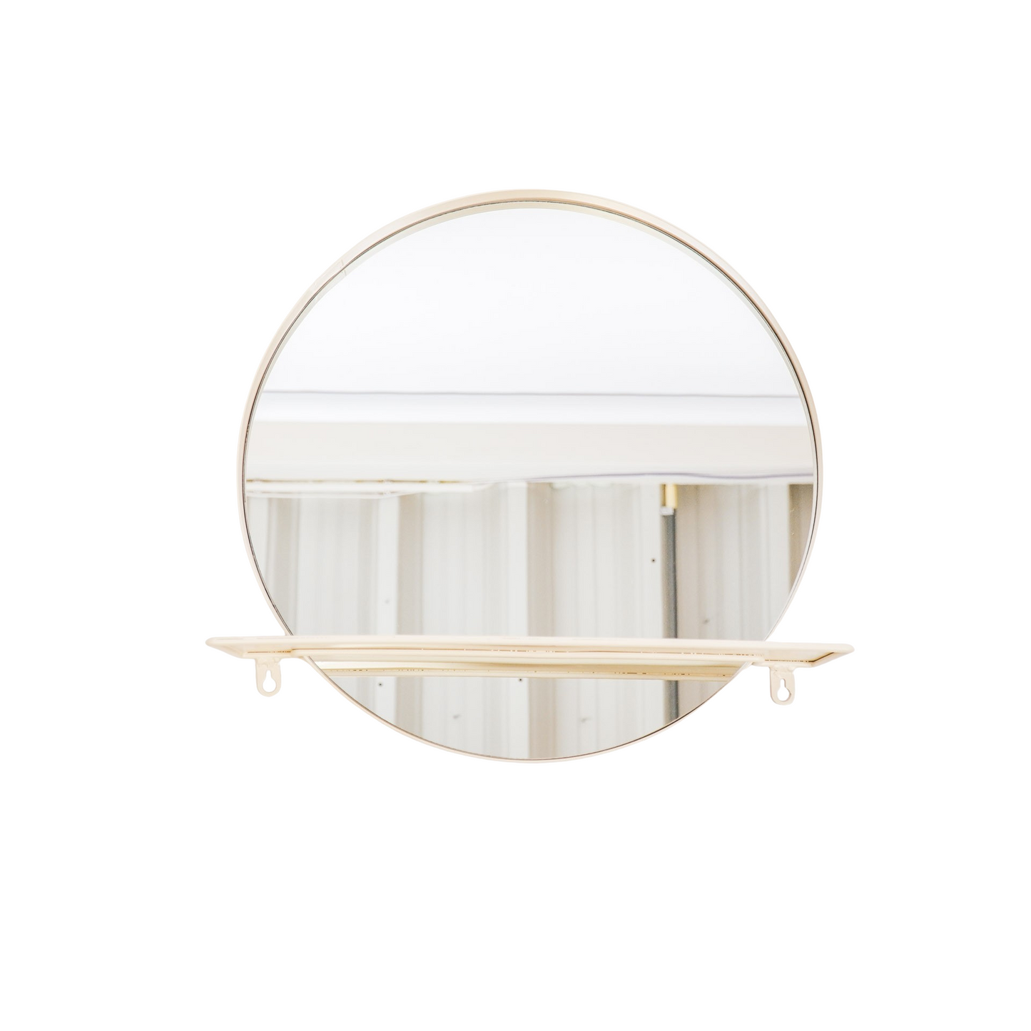 Luvya Ronde Metalen Spiegel met Plank – Zand Ø40cm | Moderne Wandspiegel
