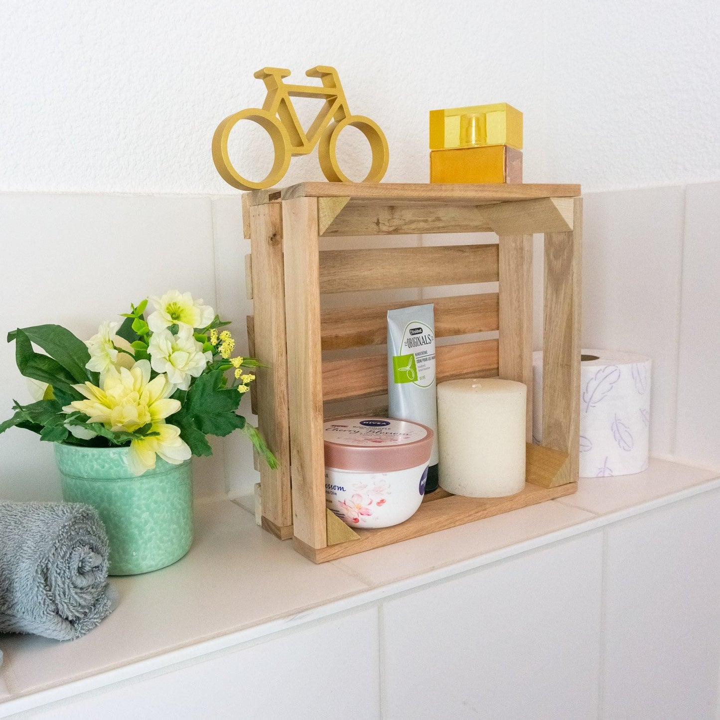 Luvya Solid Wood Storage Box Medium – Reclaimed Wooden Organizer 24x24x9cm