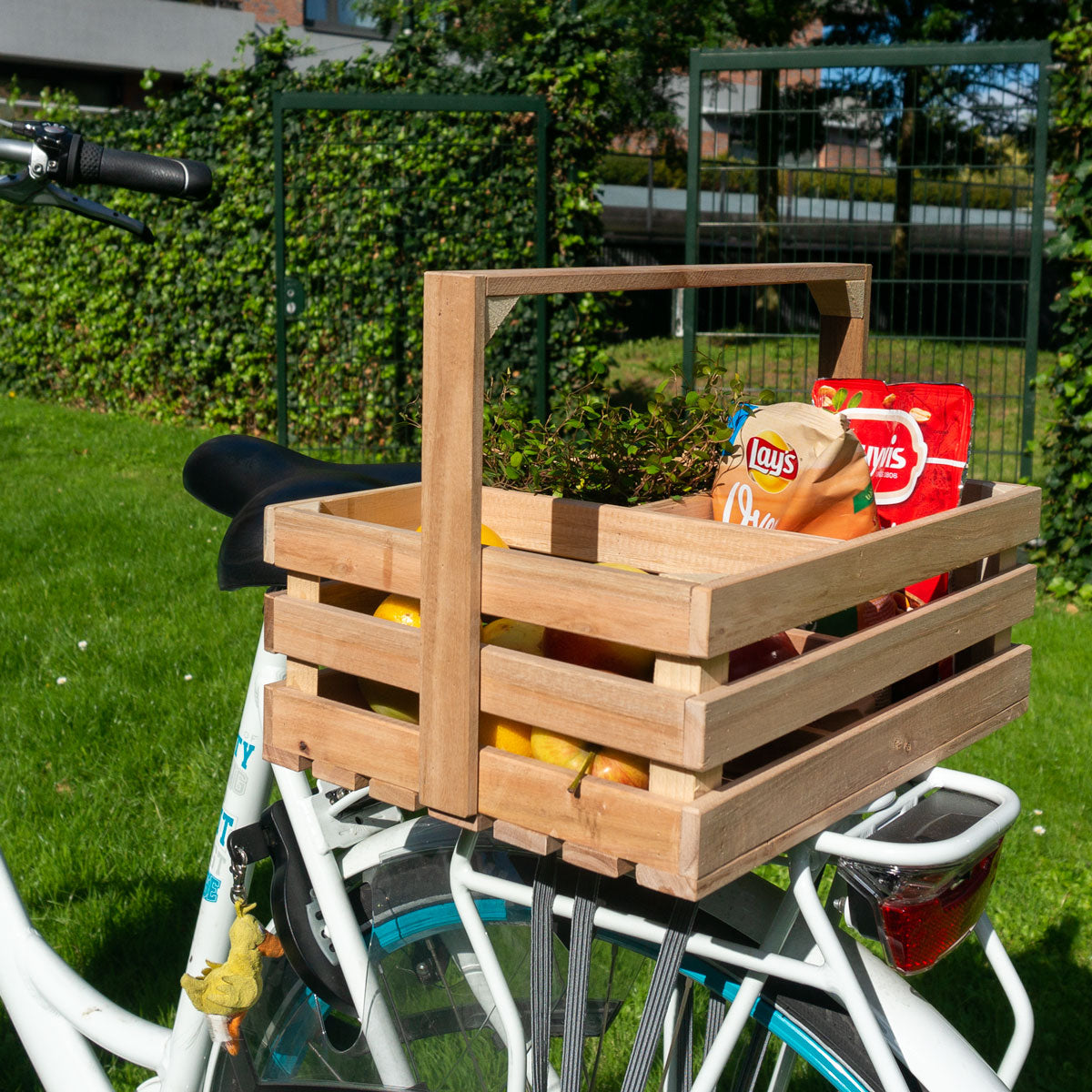 Luvya Massief Houten Opbergdoos met Handvat & 3 Vakken | Rustieke Opbergmand