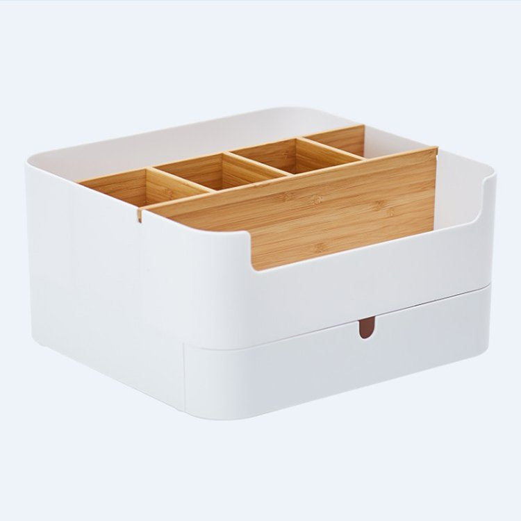 Luvya Dubbellaags Opbergdoos Organizer – Bamboe Bureau Organizer met Lade