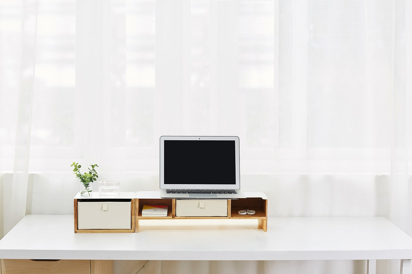 Luvya Bamboe Bureau Organizer met Opvouwbare Lade | Minimalistische Thuiswerkplank