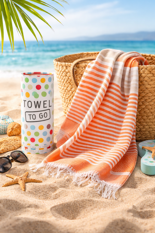 Luvya Bali Hammam Strandhanddoek – Oranje Beige | 100% Katoen | Lichtgewicht, Sneldrogend Reishanddoek in Geschenkdoos