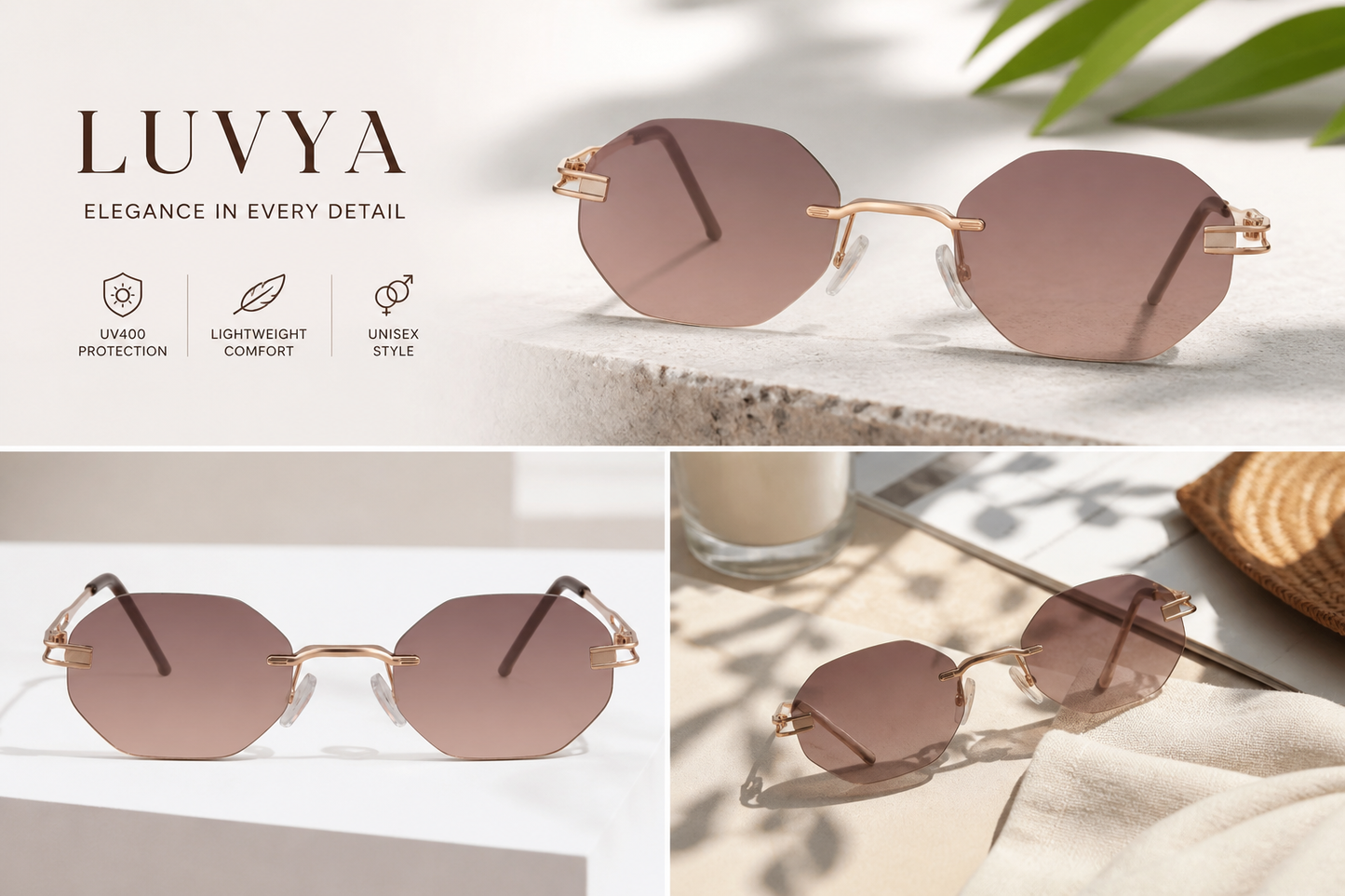 Silver Metal Frame Brown Lens Unisex Sunglasses – UV400