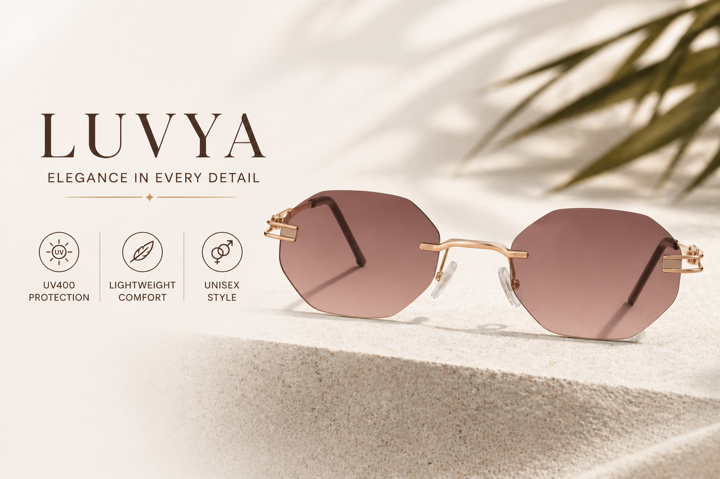 Silver Metal Frame Brown Lens Unisex Sunglasses – UV400