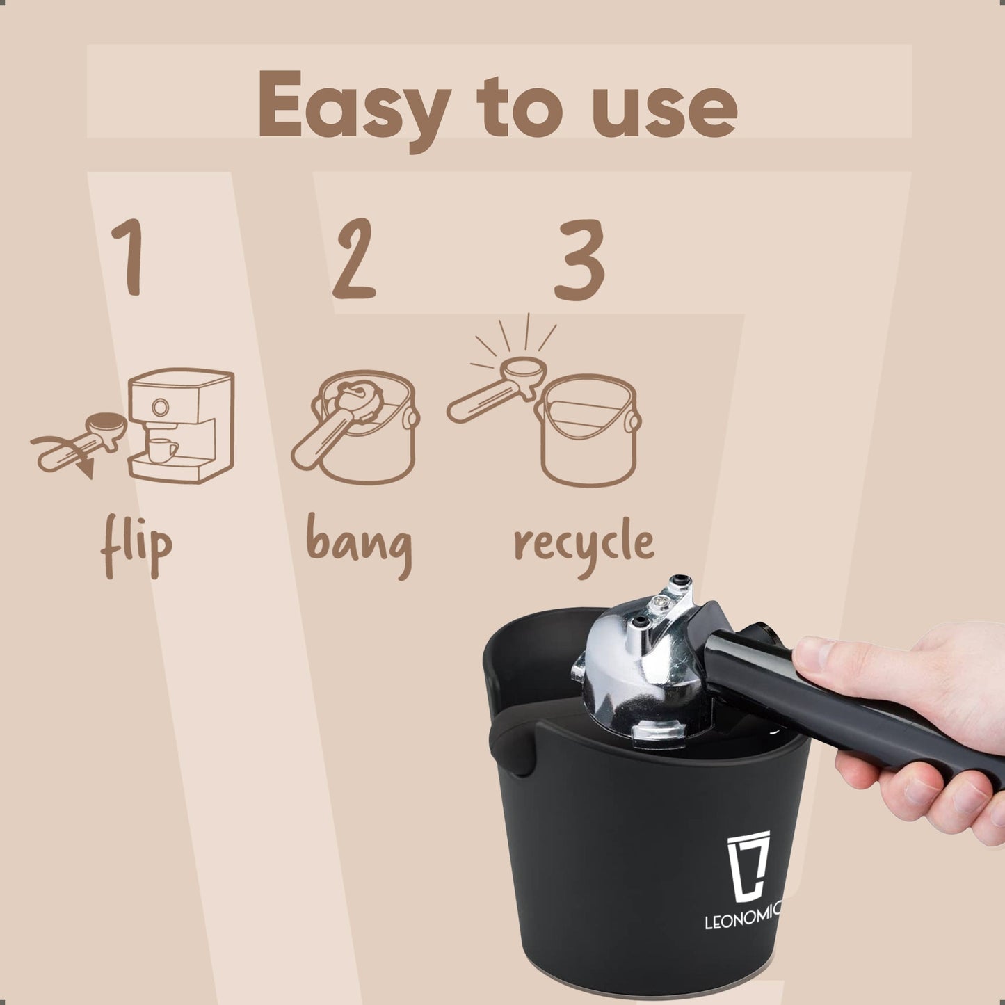 Luvya Leonomics Knock Box 1L – Barista Espresso Coffee Grounds Knock Bin