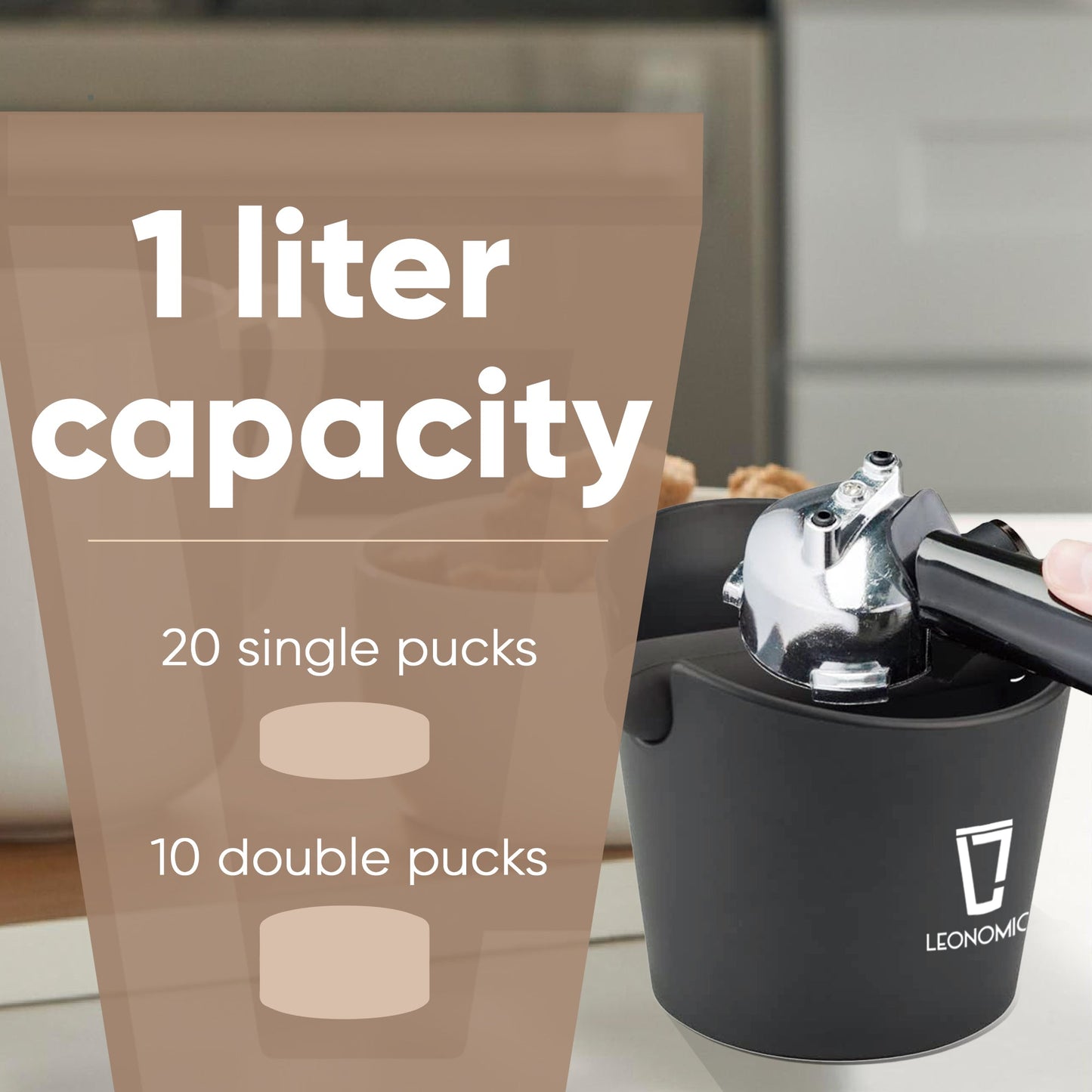 Luvya Leonomics Knock Box 1L – Barista Espresso Coffee Grounds Knock Bin