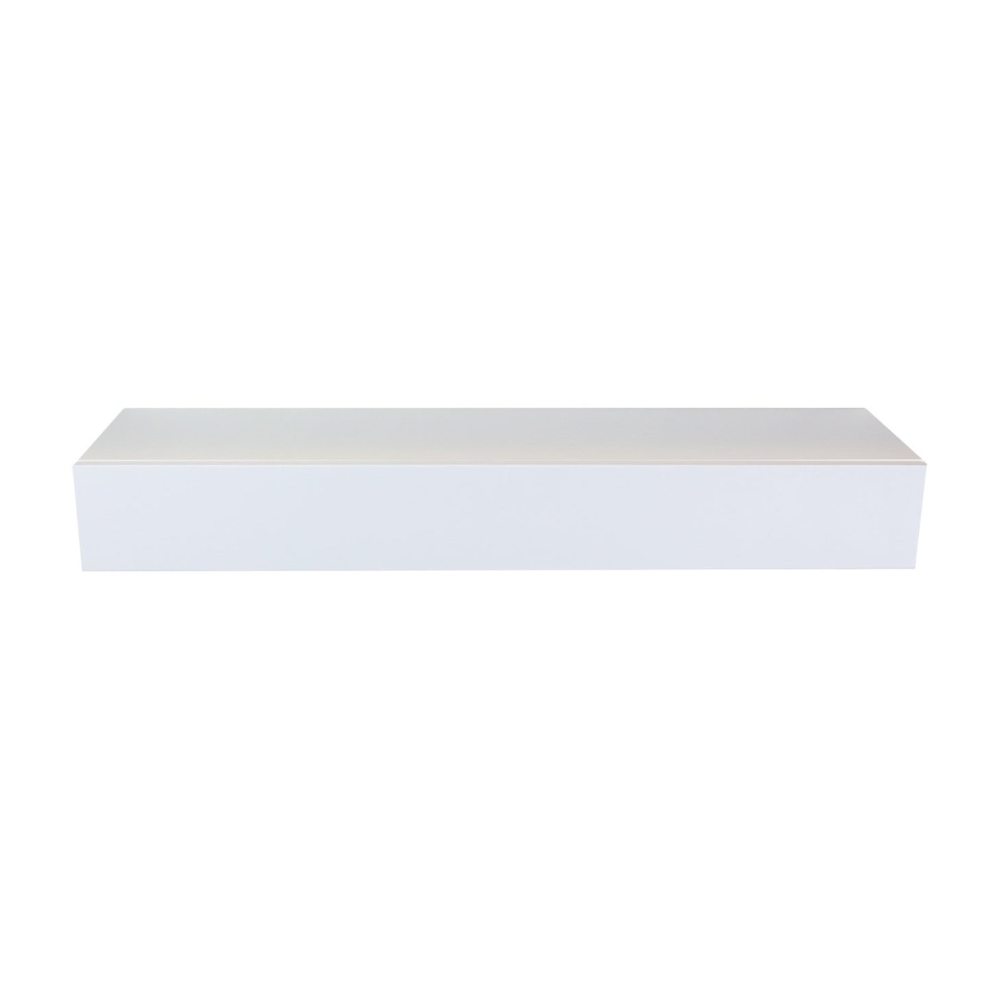 Close-up view of MDF white shelf surface showing smooth finish and sturdy construction