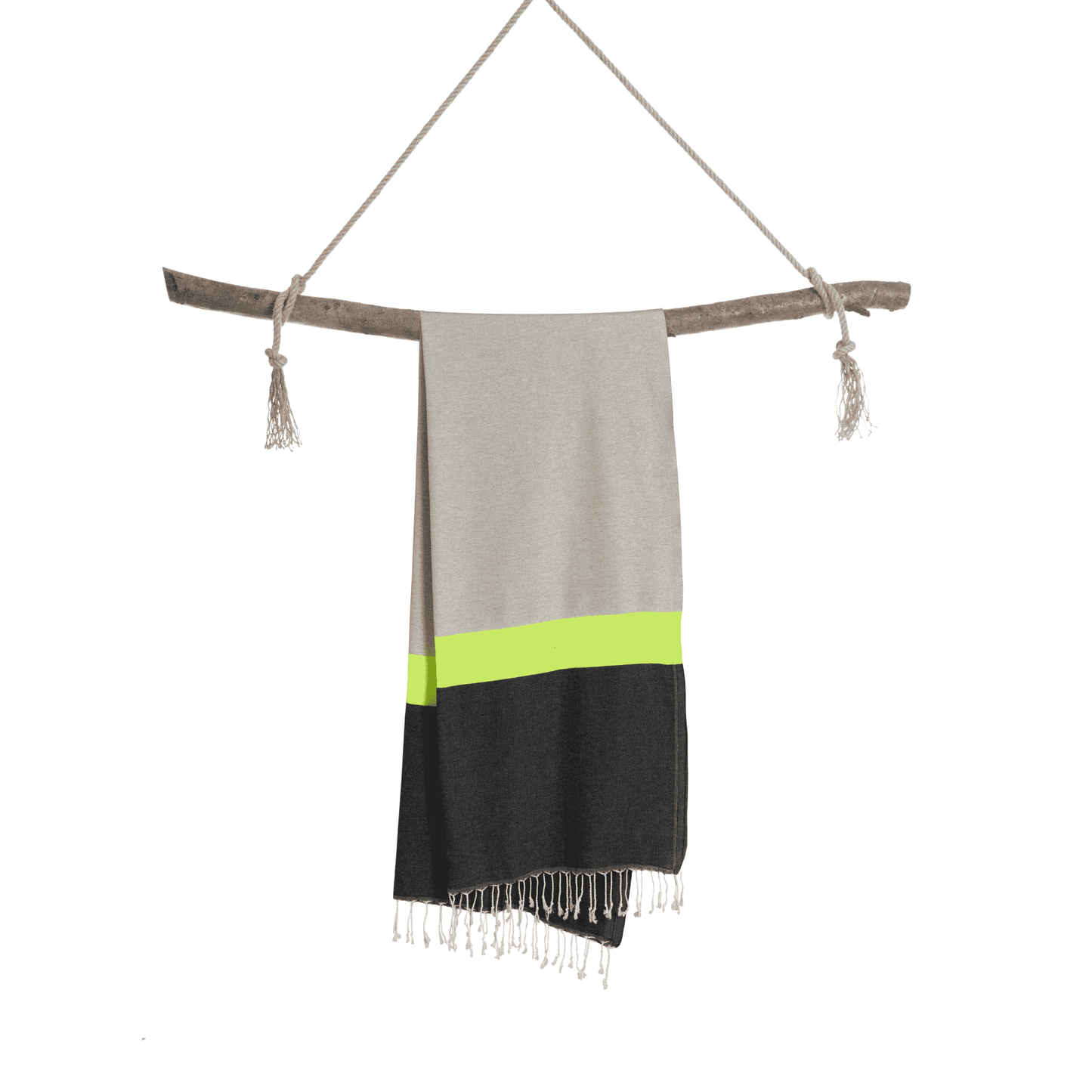 Luvya Neon 2-in-1 Beach Towel & Bag – Grey Black | Recycled Cotton | Convertible Hammam Travel Towel