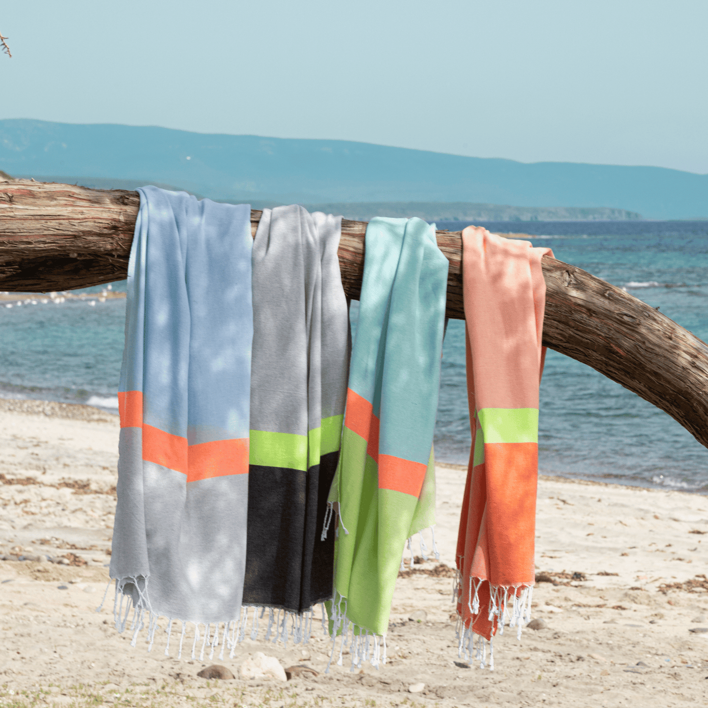 Luvya Neon 2-in-1 Beach Towel & Bag – Grey Black | Recycled Cotton | Convertible Hammam Travel Towel