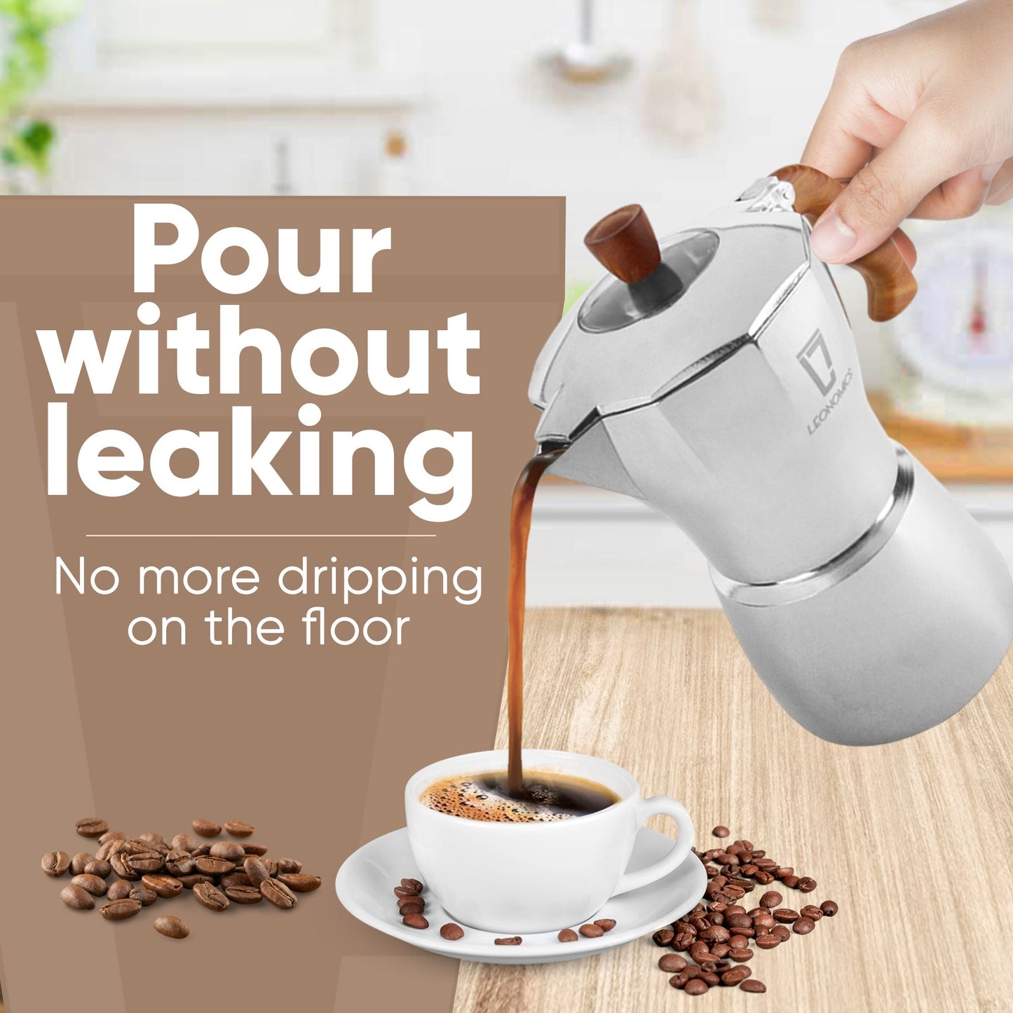 Luvya Leonomics Premium Aluminium Moka Pot – 300ml | Classic Espresso Coffee Maker