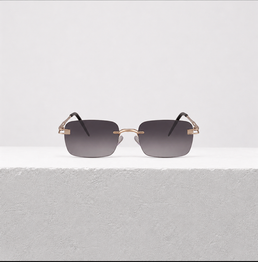 Koperkleurige Retro Rechthoekige Zonnebril | UV400 Luxe Zonnebril
