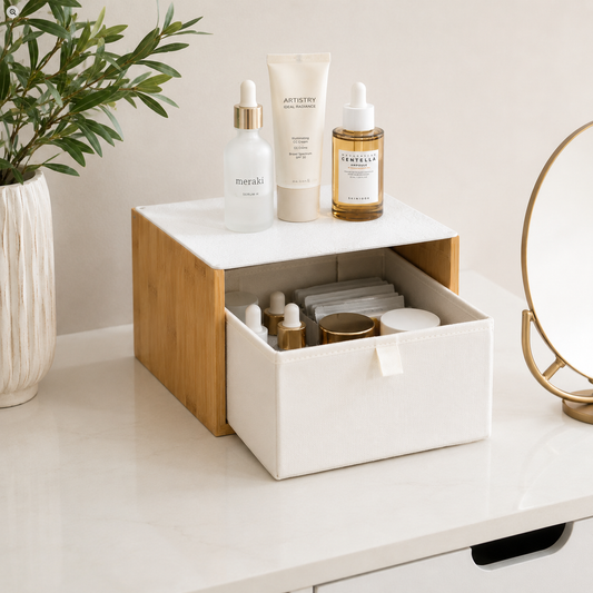 Luvya Bamboe Bureau Organizer met Opvouwbare Lade | Minimalistische Thuiswerkplank