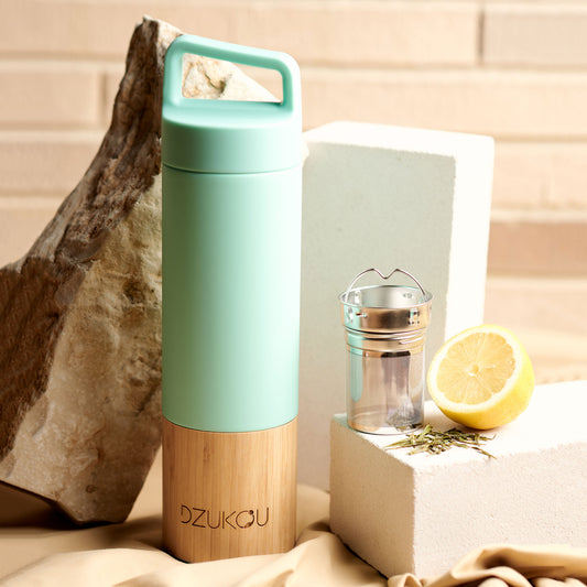Luvya Saint Elias Bamboe Thermosfles 530ml – Roestvrij Staal | Dubbelwandig Geïsoleerd | Lekvrij met Thee-infuser
