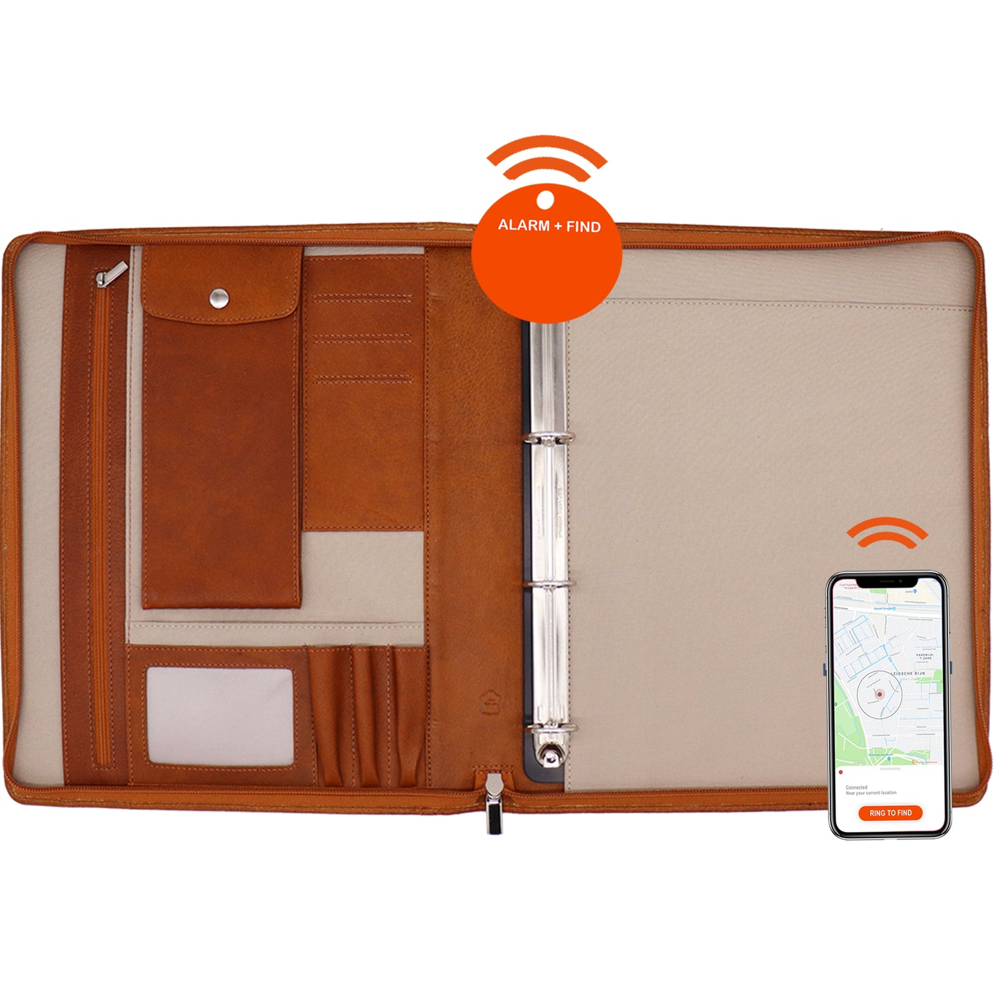 Luvya Leather A4 Portfoliomap – Ritssluitingsmap met Tracker