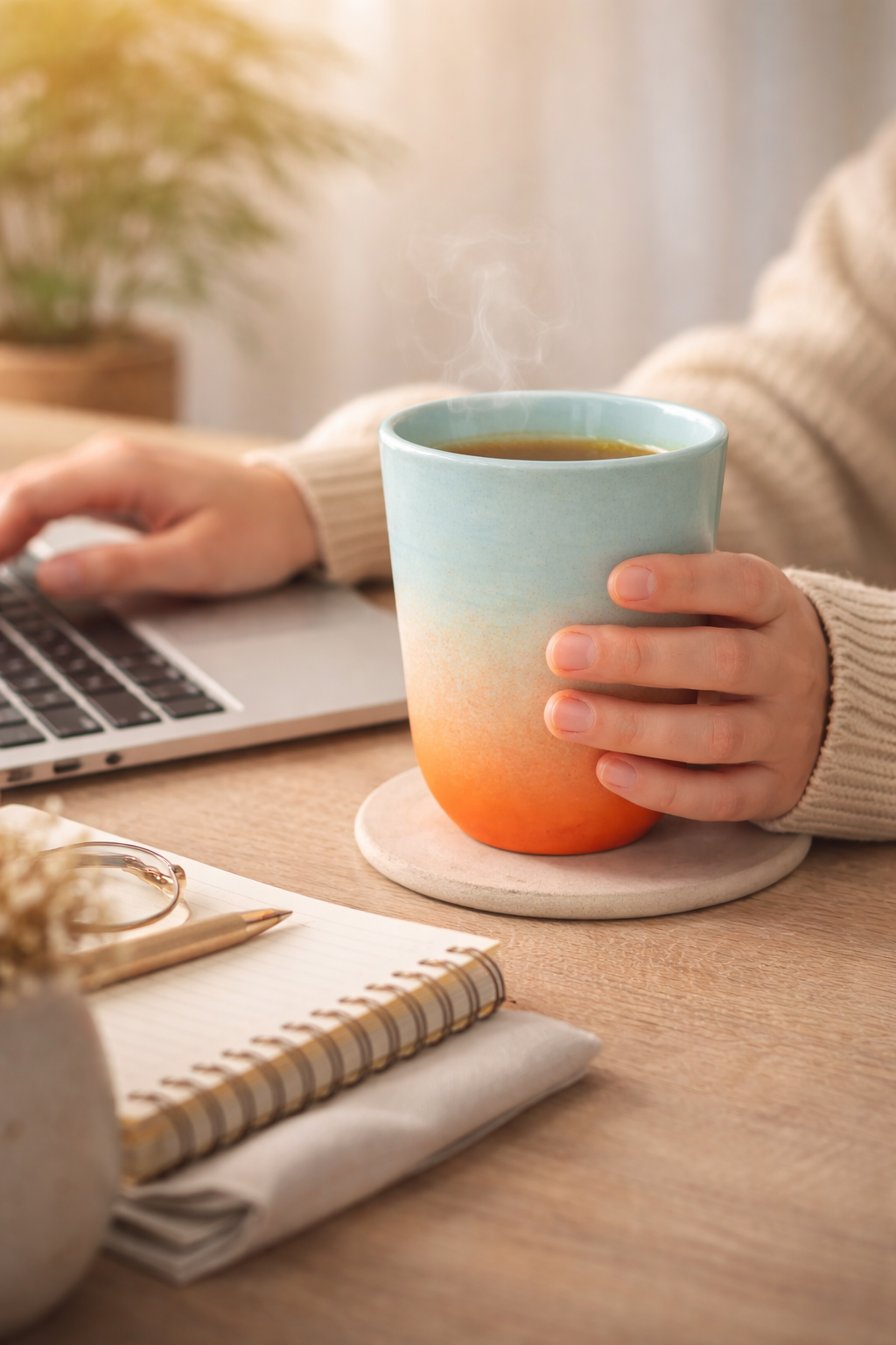 Luvya Sunset Thermo Cup – Handmade Porcelain Mug | Microwave & Dishwasher Safe