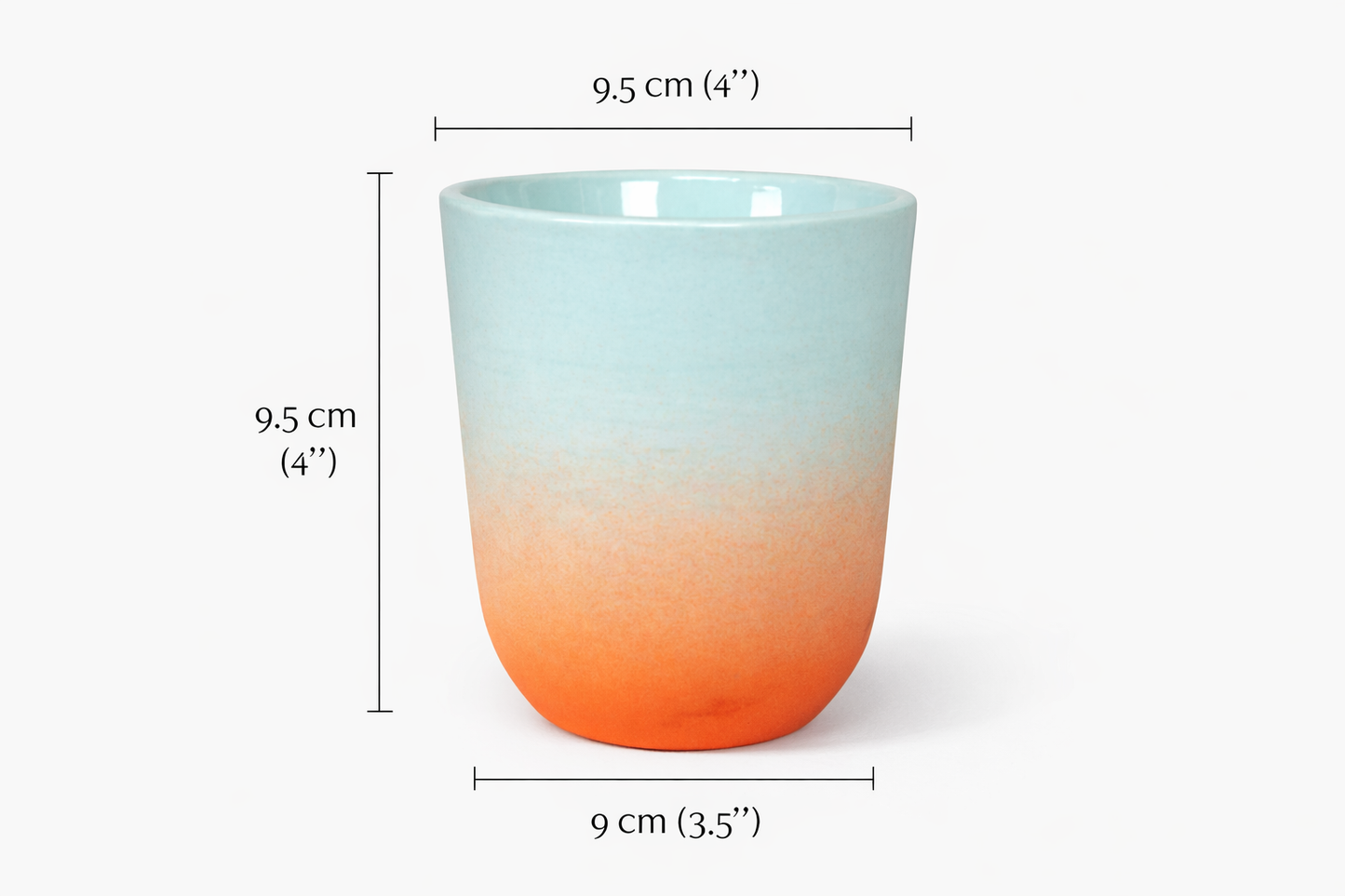 Luvya Sunset Thermo Cup size 9.5 cm height 9 cm diameter porcelain coffee mug dimensions